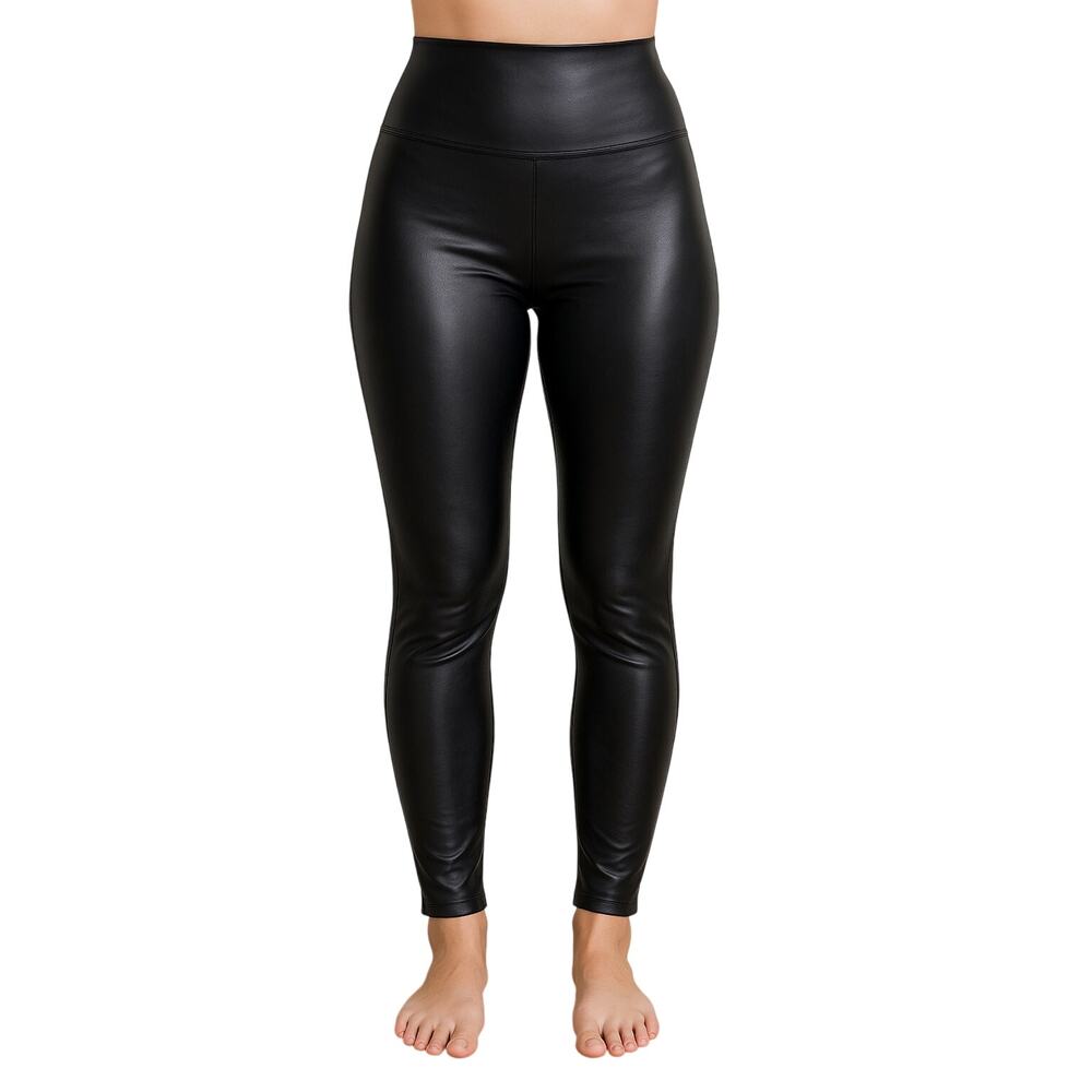 Spanx Faux Leather Look Black Leggings Size XL holiday dancing with boots